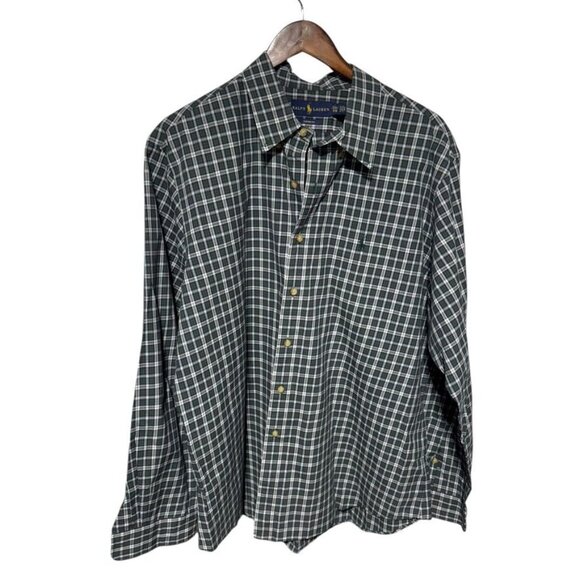 Ralph Lauren Green Plaid Button Front Shirt Size XXL - Picture 1 of 7